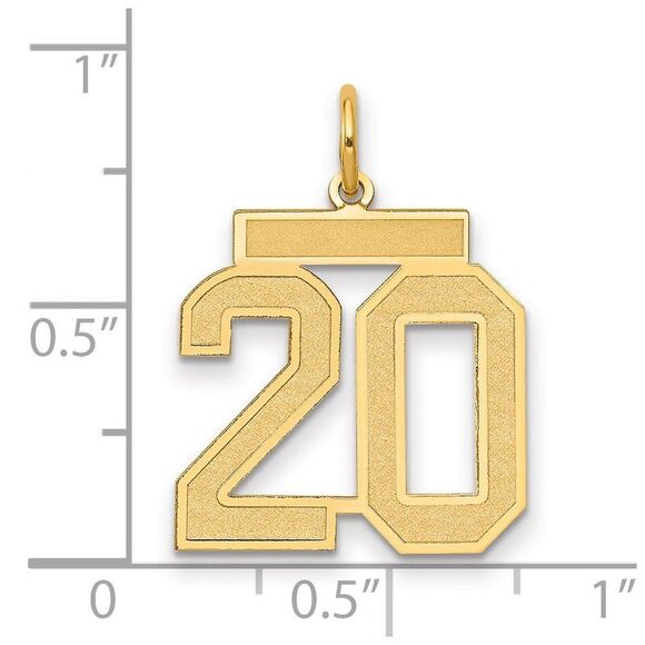 14k Yellow Gold, Jersey Collection, Medium Number 20 Pendant - Picture 2 of 3